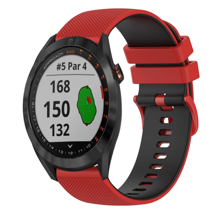 For Garmin Approach S40 20mm Checkered Two-Color Silicone Watch Band