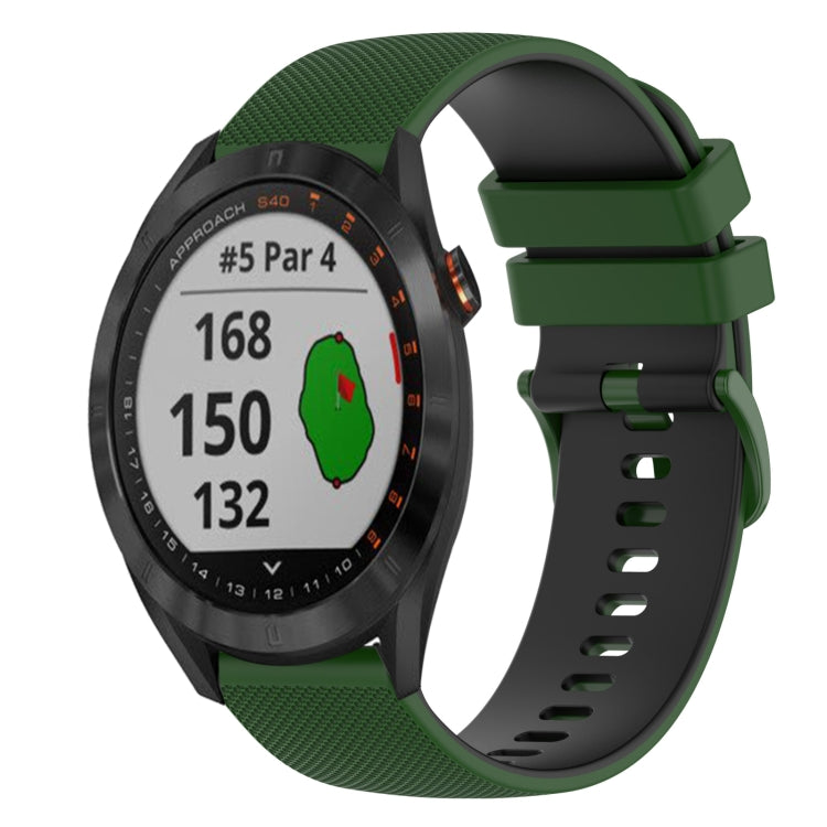 For Garmin Approach S40 20mm Checkered Two-Color Silicone Watch Band