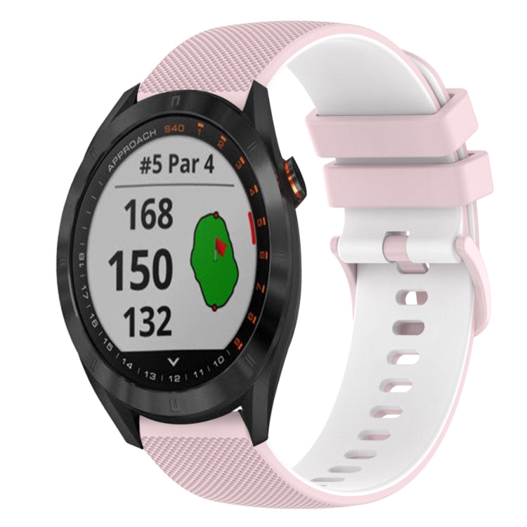 For Garmin Approach S40 20mm Checkered Two-Color Silicone Watch Band