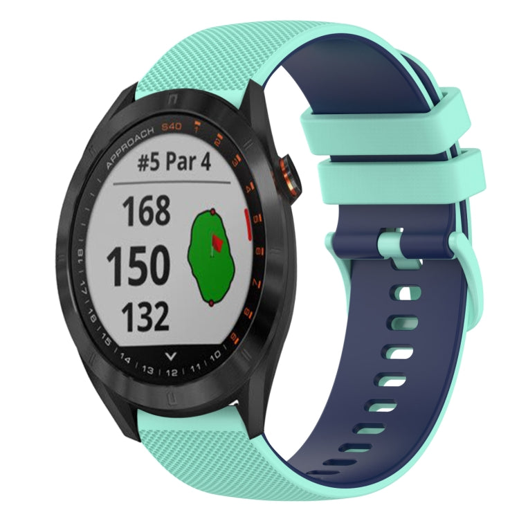 For Garmin Approach S40 20mm Checkered Two-Color Silicone Watch Band