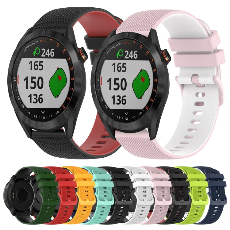 For Garmin Approach S40 20mm Checkered Two-Color Silicone Watch Band