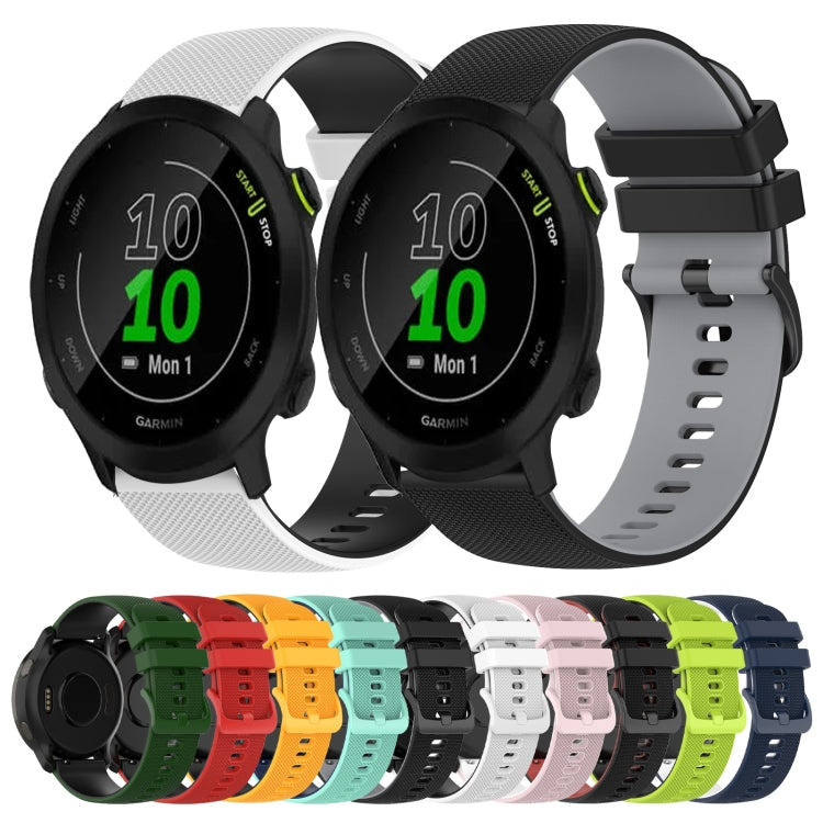 For Garmin Forerunner 158 20mm Checkered Two-Color Silicone Watch Band