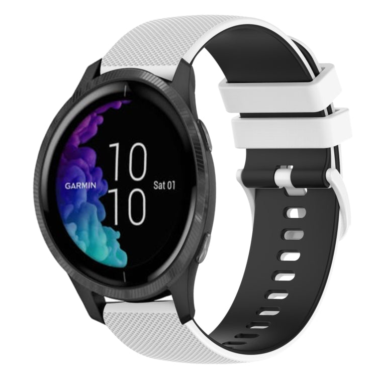 For Garmin Venu 20mm Checkered Two-Color Silicone Watch Band