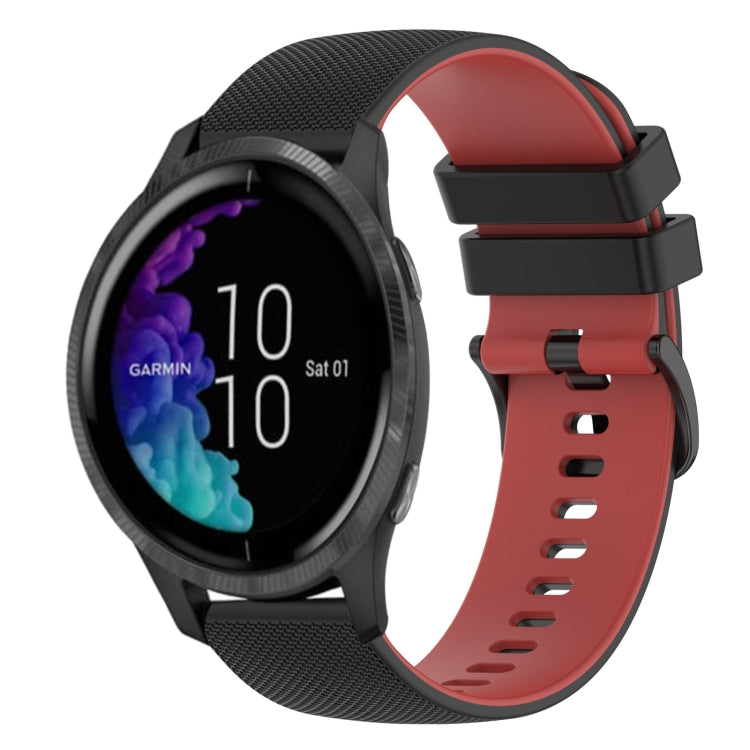 For Garmin Venu 20mm Checkered Two-Color Silicone Watch Band