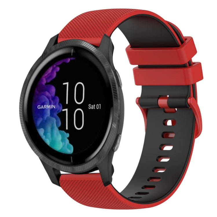 For Garmin Venu 20mm Checkered Two-Color Silicone Watch Band