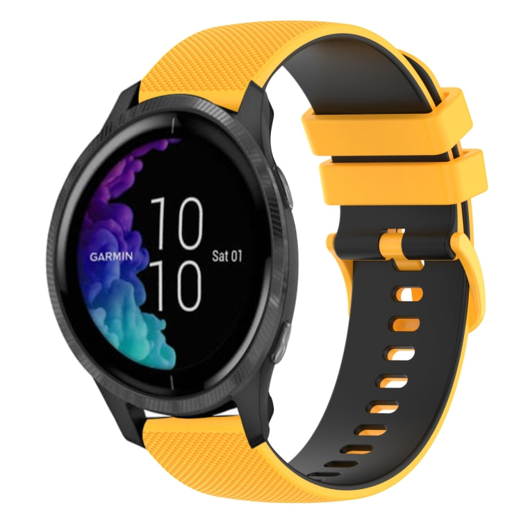 For Garmin Venu 20mm Checkered Two-Color Silicone Watch Band