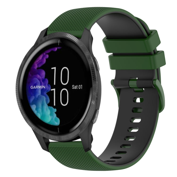 For Garmin Venu 20mm Checkered Two-Color Silicone Watch Band