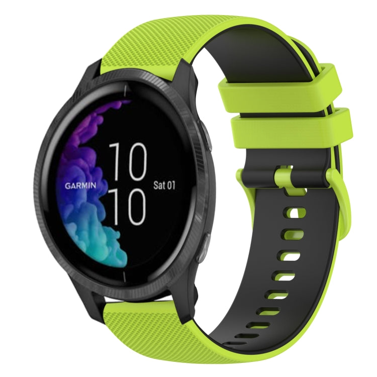 For Garmin Venu 20mm Checkered Two-Color Silicone Watch Band