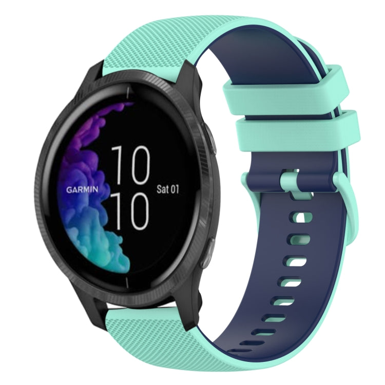 For Garmin Venu 20mm Checkered Two-Color Silicone Watch Band