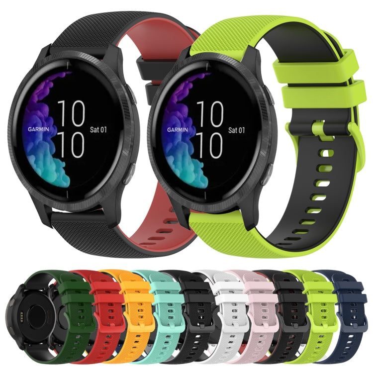 For Garmin Venu 20mm Checkered Two-Color Silicone Watch Band