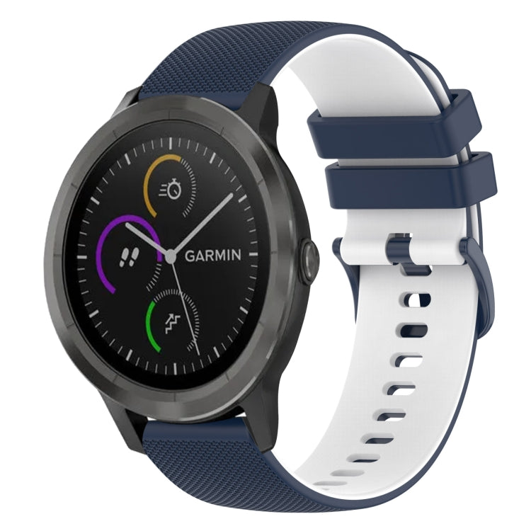 For Garmin Vivomove 3 20mm Checkered Two-Color Silicone Watch Band