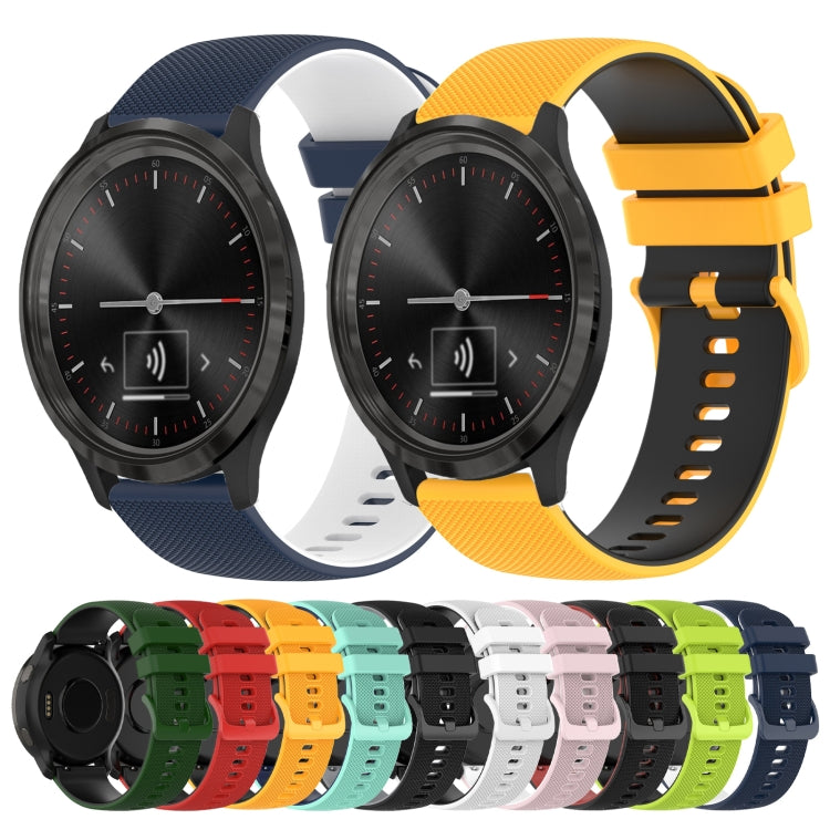 For Garmin Vivomove 3 20mm Checkered Two-Color Silicone Watch Band