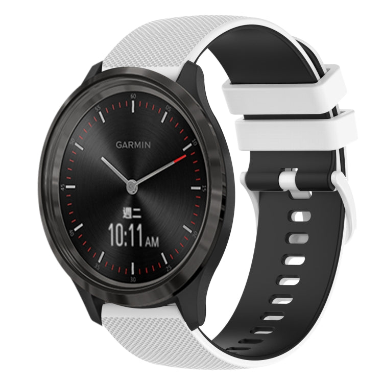 For GarminMove 3 20mm Checkered Two-Color Silicone Watch Band