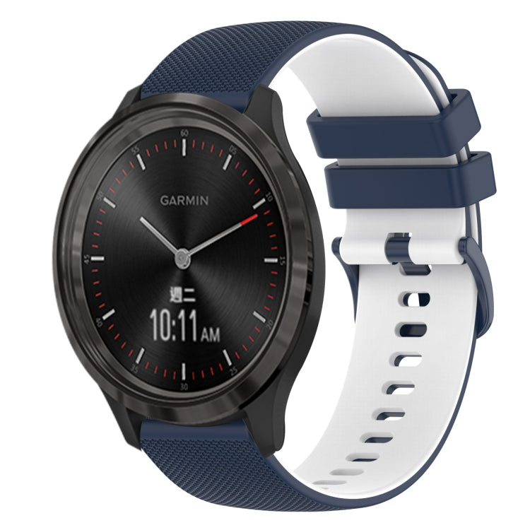 For GarminMove 3 20mm Checkered Two-Color Silicone Watch Band
