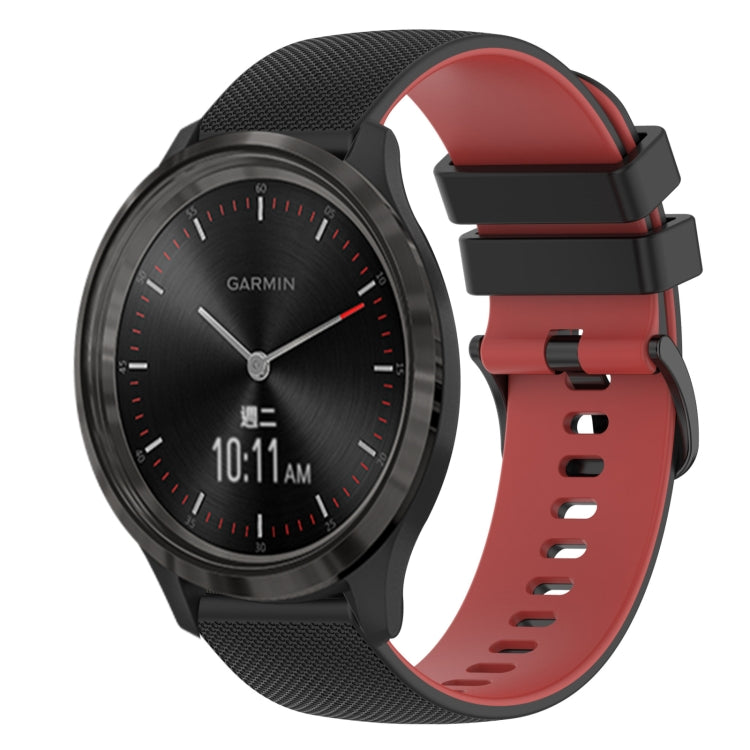 For GarminMove 3 20mm Checkered Two-Color Silicone Watch Band