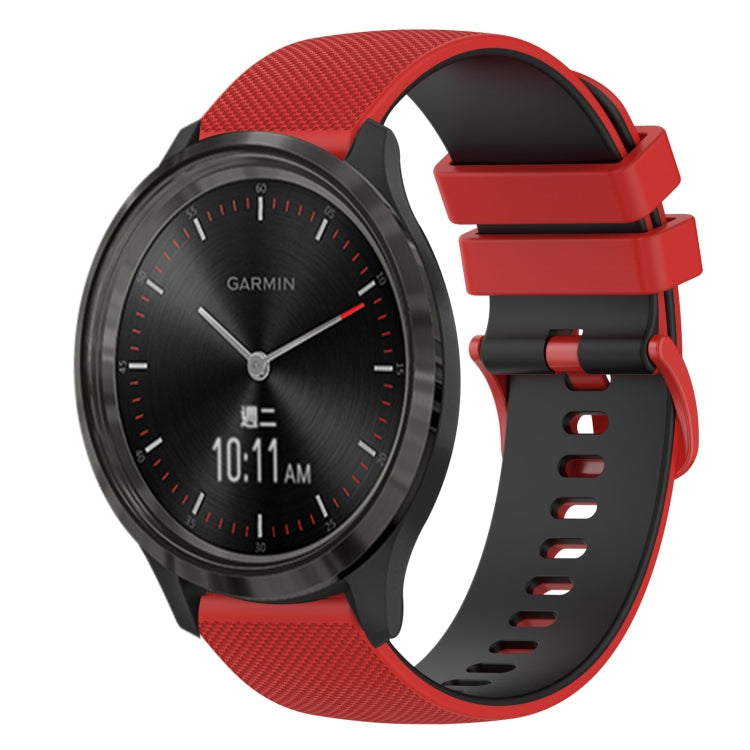 For GarminMove 3 20mm Checkered Two-Color Silicone Watch Band
