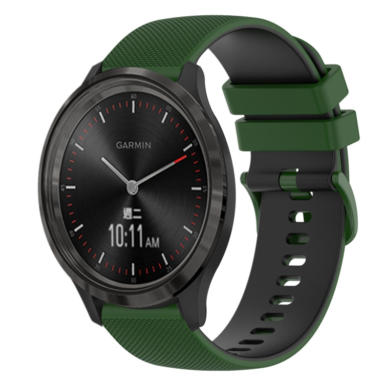 For GarminMove 3 20mm Checkered Two-Color Silicone Watch Band