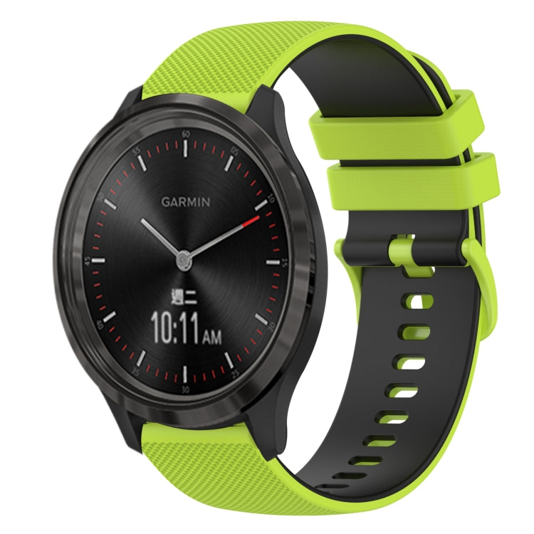 For GarminMove 3 20mm Checkered Two-Color Silicone Watch Band