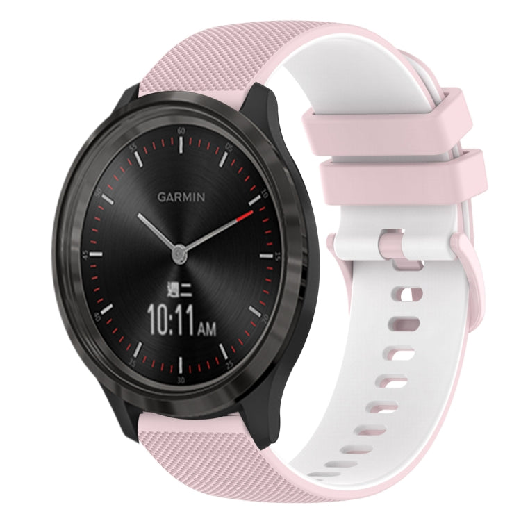 For GarminMove 3 20mm Checkered Two-Color Silicone Watch Band