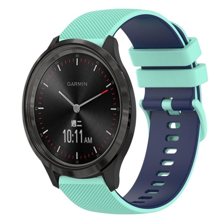 For GarminMove 3 20mm Checkered Two-Color Silicone Watch Band