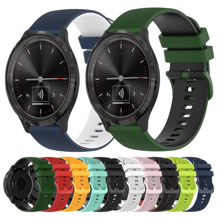 For GarminMove 3 20mm Checkered Two-Color Silicone Watch Band