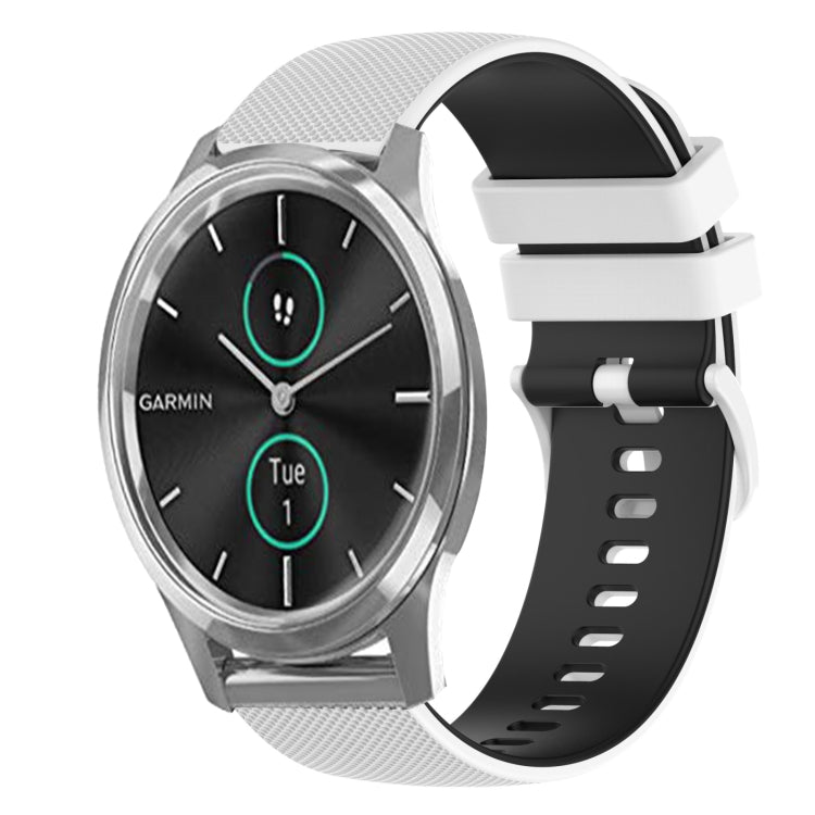 For Garmin VivoMove Luxe 20mm Checkered Two-Color Silicone Watch Band