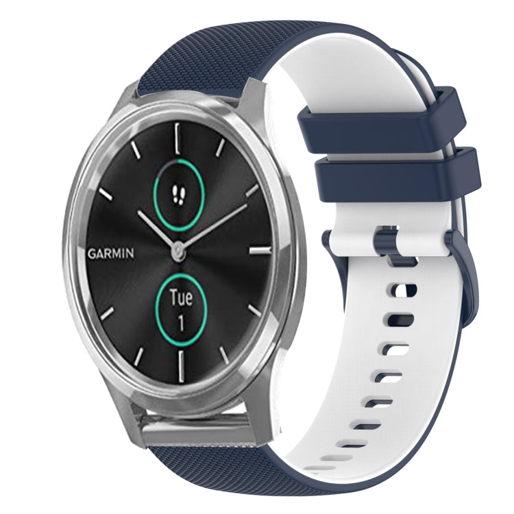For Garmin VivoMove Luxe 20mm Checkered Two-Color Silicone Watch Band