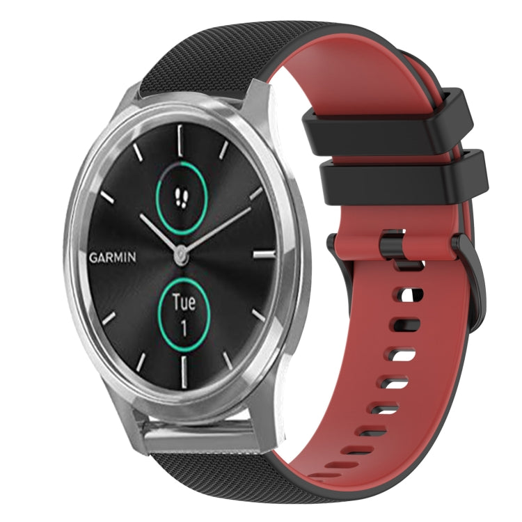 For Garmin VivoMove Luxe 20mm Checkered Two-Color Silicone Watch Band