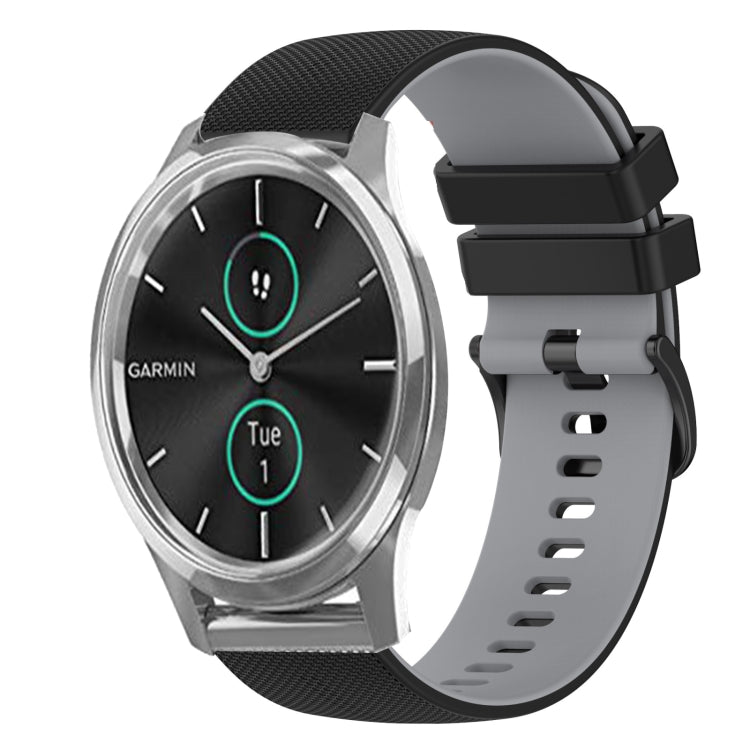 For Garmin VivoMove Luxe 20mm Checkered Two-Color Silicone Watch Band