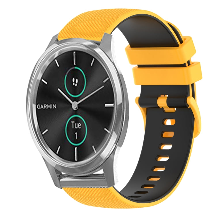 For Garmin VivoMove Luxe 20mm Checkered Two-Color Silicone Watch Band
