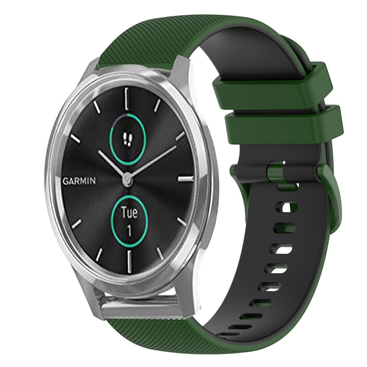 For Garmin VivoMove Luxe 20mm Checkered Two-Color Silicone Watch Band