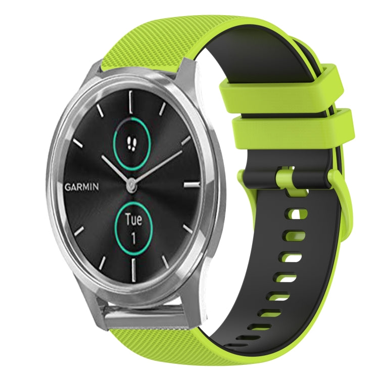 For Garmin VivoMove Luxe 20mm Checkered Two-Color Silicone Watch Band