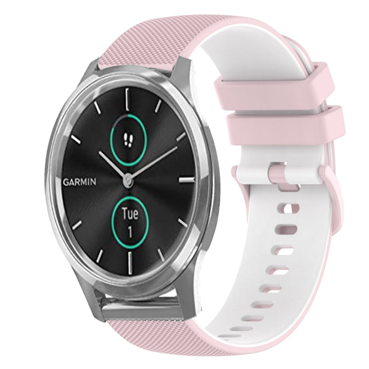 For Garmin VivoMove Luxe 20mm Checkered Two-Color Silicone Watch Band