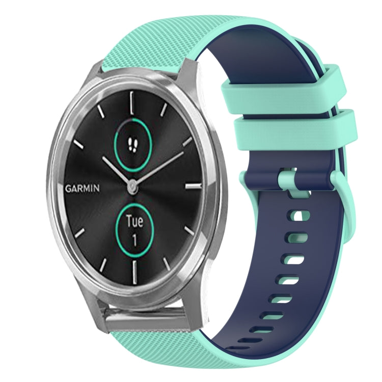 For Garmin VivoMove Luxe 20mm Checkered Two-Color Silicone Watch Band