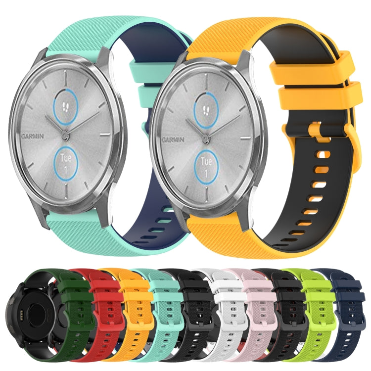 For Garmin VivoMove Luxe 20mm Checkered Two-Color Silicone Watch Band