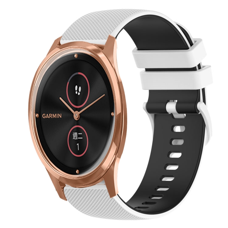 For GarminMove Luxe 20mm Checkered Two-Color Silicone Watch Band
