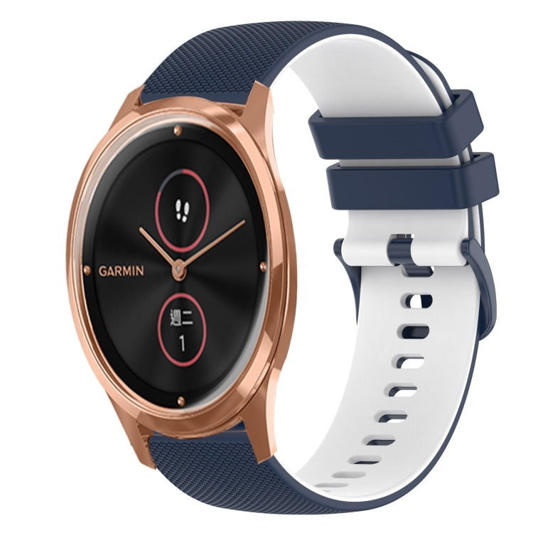 For GarminMove Luxe 20mm Checkered Two-Color Silicone Watch Band