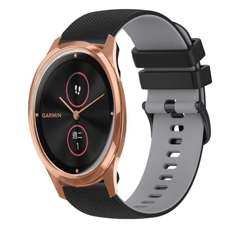 For GarminMove Luxe 20mm Checkered Two-Color Silicone Watch Band