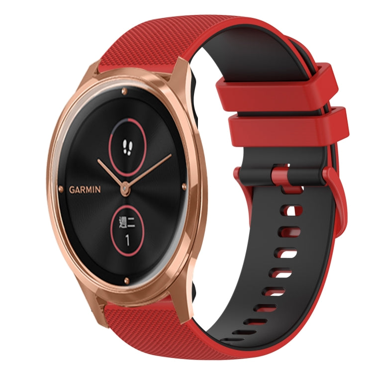 For GarminMove Luxe 20mm Checkered Two-Color Silicone Watch Band