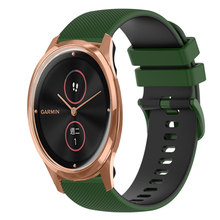 For GarminMove Luxe 20mm Checkered Two-Color Silicone Watch Band