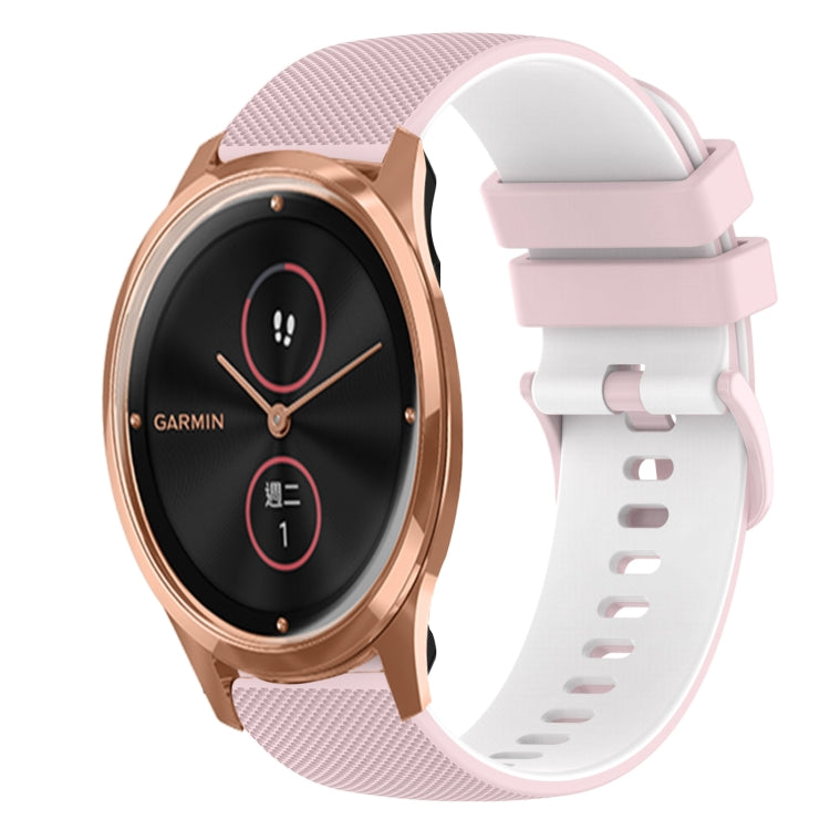 For GarminMove Luxe 20mm Checkered Two-Color Silicone Watch Band