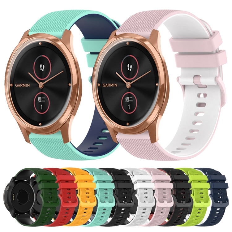 For GarminMove Luxe 20mm Checkered Two-Color Silicone Watch Band