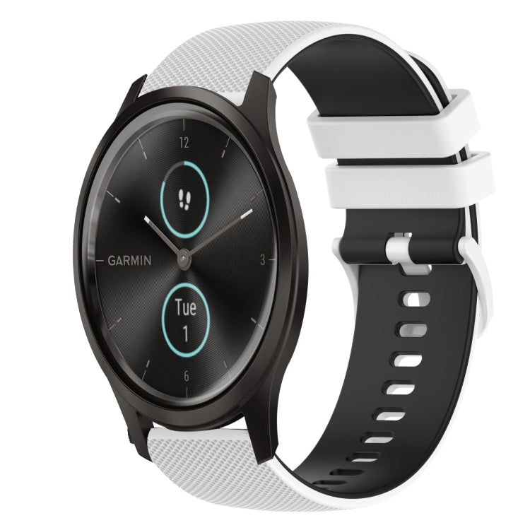 For Garmin VivoMove Style 20mm Checkered Two-Color Silicone Watch Band