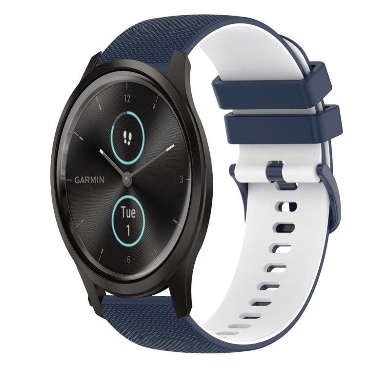 For Garmin VivoMove Style 20mm Checkered Two-Color Silicone Watch Band