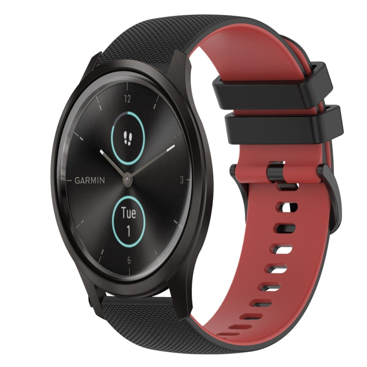 For Garmin VivoMove Style 20mm Checkered Two-Color Silicone Watch Band