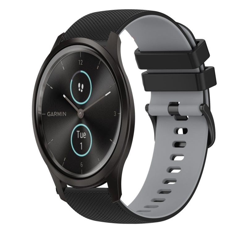 For Garmin VivoMove Style 20mm Checkered Two-Color Silicone Watch Band