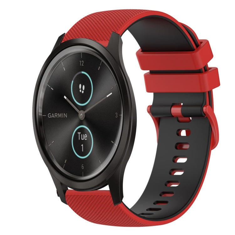 For Garmin VivoMove Style 20mm Checkered Two-Color Silicone Watch Band