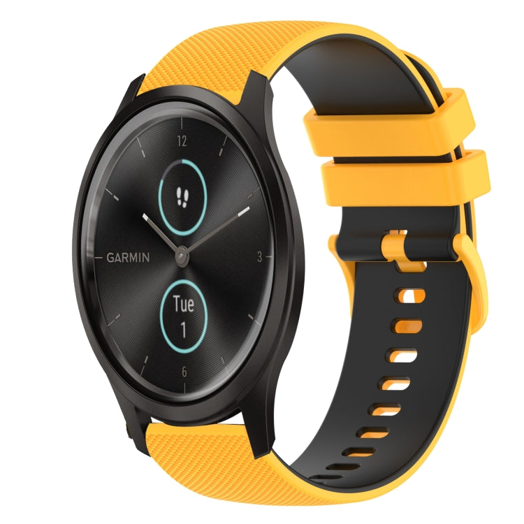 For Garmin VivoMove Style 20mm Checkered Two-Color Silicone Watch Band