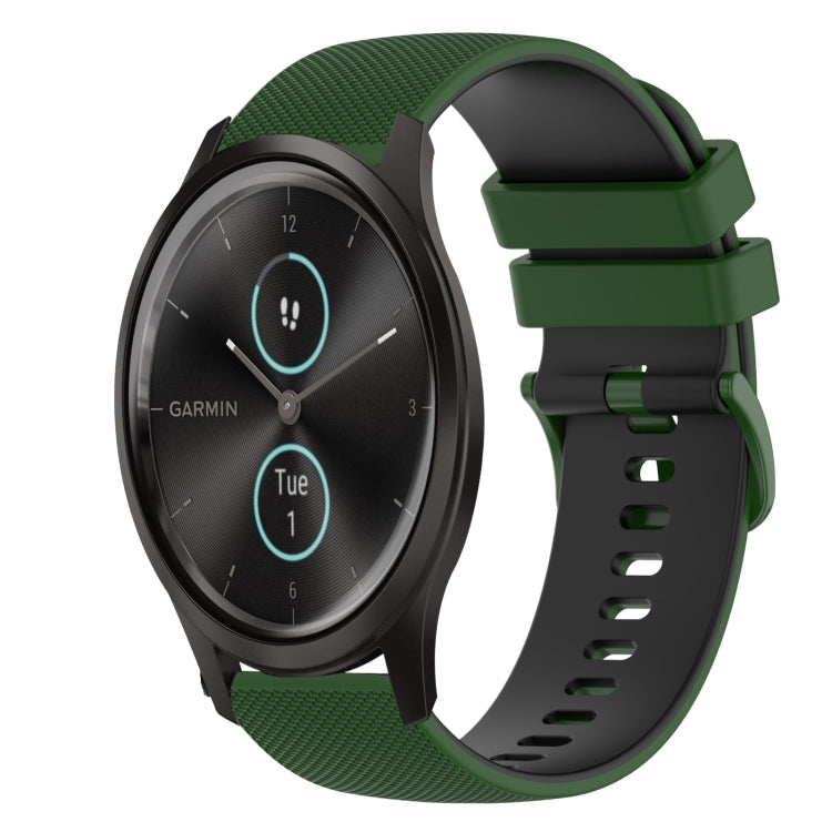 For Garmin VivoMove Style 20mm Checkered Two-Color Silicone Watch Band