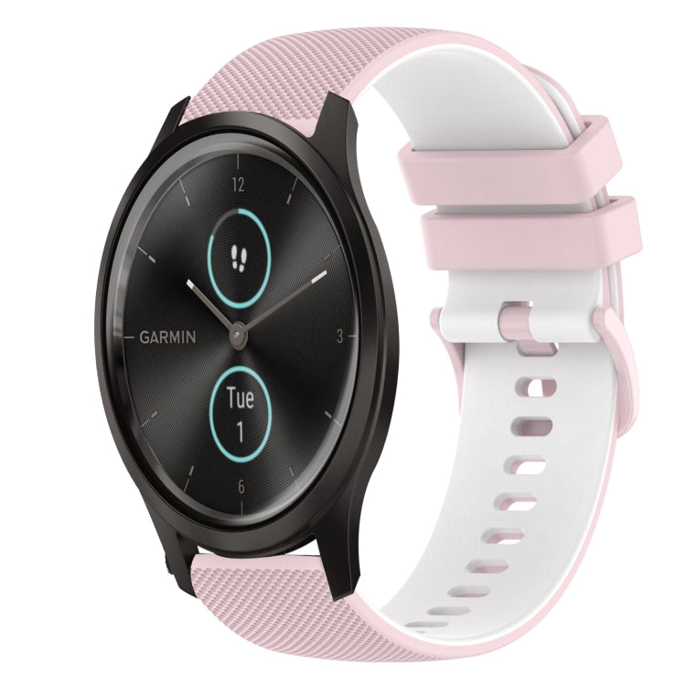 For Garmin VivoMove Style 20mm Checkered Two-Color Silicone Watch Band